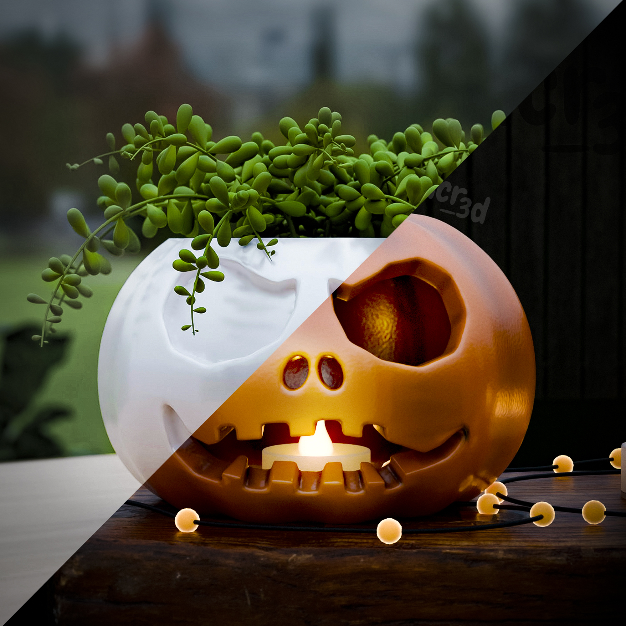 halloween pack planters & lanterns pumpkin home decor planter 3d printable lantern spooky decoration jack skellington ornaments plant pot home led lamp printables fall garden 3D print model - Mito3D