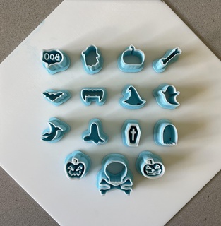 halloween polymer clay cutter bundle - set stl file trick treat jack lantern bat witch pumpkin 3d print model - Mito3D