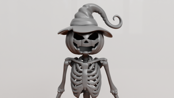 halloween pumpkin skeleton monster creepy spooky scary lantern horror evil lamp character fear creature 3d print model - Mito3D