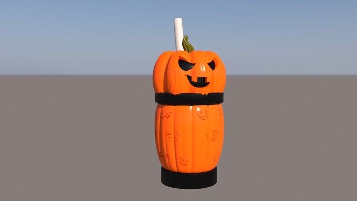 halloween zucca tazza casa bicchiere sorbetto mensa paura spavento morto 3d print model - Mito3D