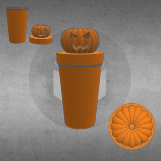 halloween pumpkin glass screw top lid thread customized souvenir gift hallowen ghost coffin 3d print model - Mito3D