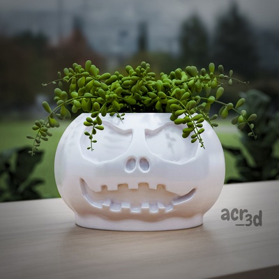 halloween kürbis pflanzgefäße einstellen zuhause haus pflanzer gruslig dekor 3d gedruckt jack skellington dekoration saftig topf maceta druckbar kunsthandwerk 3d print model - Mito3D