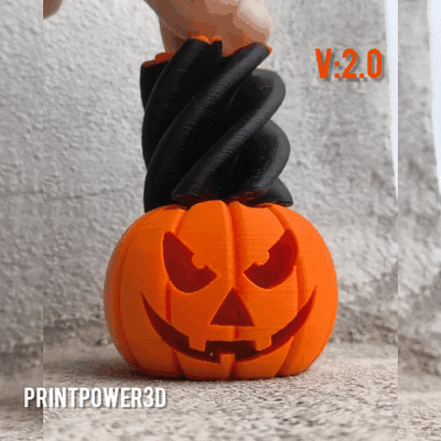 halloween kürbis spiral wendel zappeln v2 spiralisieren orange spielzeug grusel unheimlich 3d print model - Mito3D