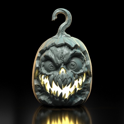 halloween pumpkin w eyes home decoration horror skull 3d print model - Mito3D