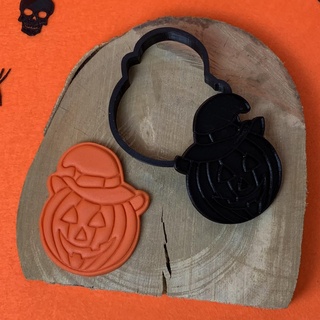 halloween pumpkin witch hat cookie cutter stamp Home cookies trick or treat fall autumn 3d print model - Mito3D
