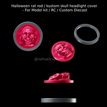 halloween rat rod kustom skull headlight cover - model kit rc custom diecast revell slot car bone heads light 3d print model - Mito3D
