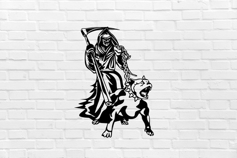 halloween reaper dog wall decoration witch scary cemetery decor mural art sculpture ornamentation home interior design furniture cool elegant 3d print model - Mito3D