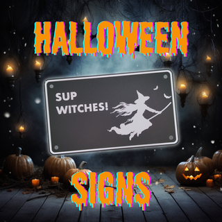 halloween sign - sup witches 2d wall art 3dlettering 3d logo printer printing slash ams bambulab bat battery cart cartoon cat color colour colours decor decoration decorative design easy print fall funny fusion360 fusion 360 gift grave prop pumpkin scary hanger hanging holiday decorations home letters madewithfusion360 meme memes mmu multicolor multicolour october party printables props prusa i3 quick signage simple spooky thing thingiverse tinkercad toy toys treats trick trickortreat waffle wafflecart mount mounted witch zombie zombies signs logos 3d print model - Mito3D