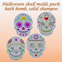halloween skull molds pack bath bomb solid shampoo mould press mexican 3d print model - Mito3D