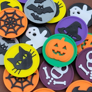 halloween snap badge set abbymath kids toys magnet party holiday button brooch pumpkin jack-o-lantern jack lantern ghost witch skeleton bat bats spider web cat 3d print model - Mito3D