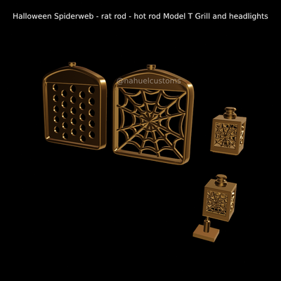 halloween spiderweb - rat rod hot model t grill headlights game wheel rim rc r c kit diecast custom slot spider web lantern 3d print model - Mito3D