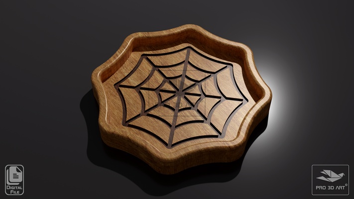 cadılar bayramı örümcek ağı tepsi cnc dosyalar odun kabak mutfak servis restoran ahşap tabak paket paketlemek iskelet tabut 3d print model - Mito3D