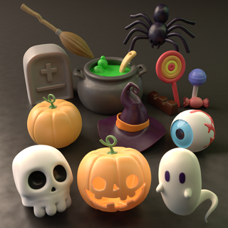 Halloween spaventoso impostato 3d print model - Mito3D