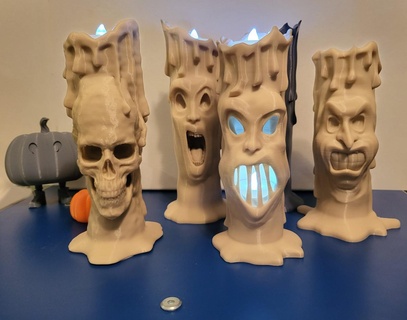 Halloween thème effrayant visage bougies ensemble Halloween bougie effrayant effrayant art cor crâne 3d print model - Mito3D