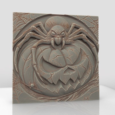 halloween wall decor art stl 3d model bas-relief insect spider bust dekor art fan sculptures busts cnc router animal cute print bas relief 3d print model - Mito3D