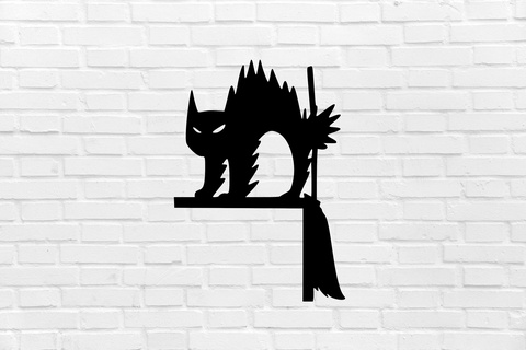 halloween wall decoration cat door witch scary cemetery decor mural art sculpture ornamentation home interior design furniture cool elegant 3d print model - Mito3D