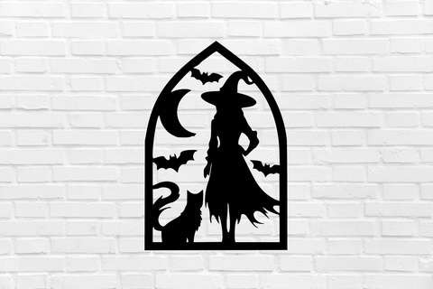 halloween wall decoration cat witch scary cemetery decor mural art sculpture ornamentation home interior design furniture cool elegant 3d print model - Mito3D