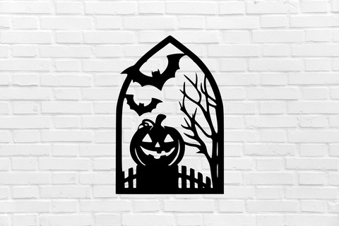 halloween wall decoration pumpkin painting witch scary cemetery decor mural art sculpture ornamentation home interior design furniture cool elegant 3d print model - Mito3D