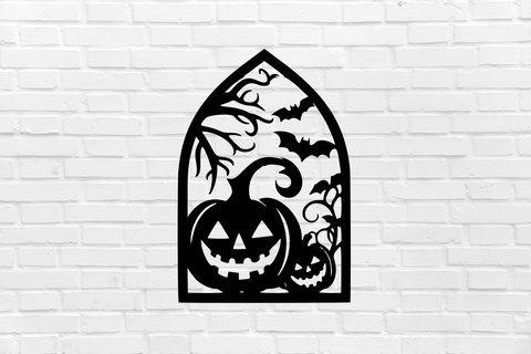 Halloween parete decorazione zucca pittura strega spaventoso cimitero arredamento murale arte scultura ornamento casa interni design mobilia freddo elegante 3d print model - Mito3D