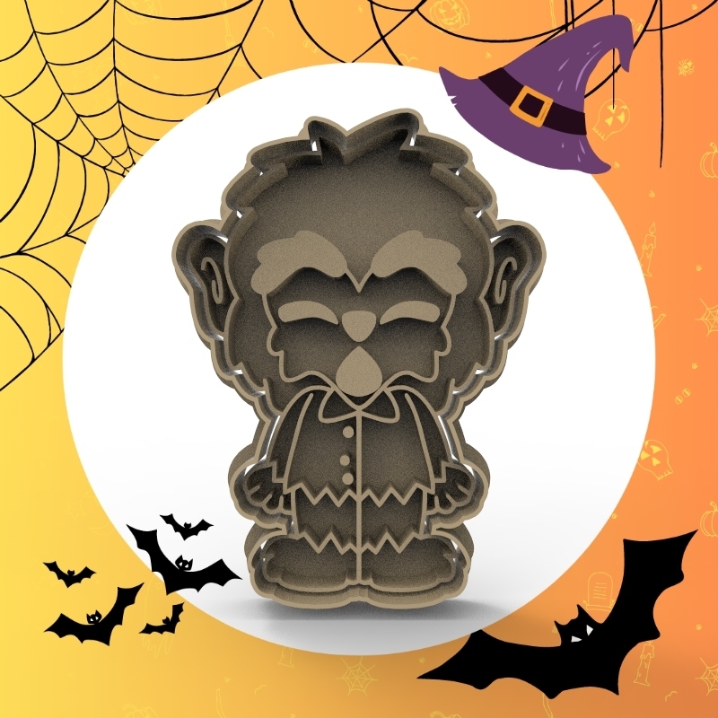 halloween werewolf cookie cutter cutting cookies 3D print model - Mito3D