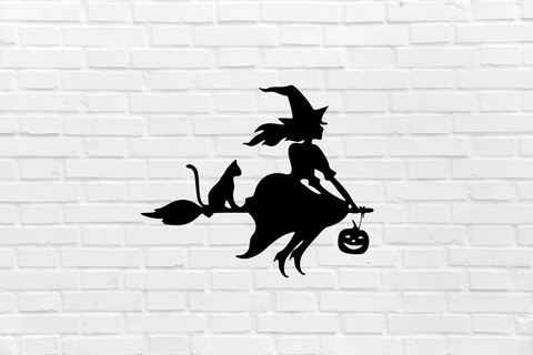 halloween witch broom wall decoration scary cemetery decor mural art sculpture ornamentation home interior design furniture cool elegant 3d print model - Mito3D