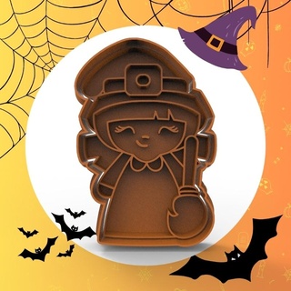 halloween witch cookie cutter cutting cookies 3d print model - Mito3D