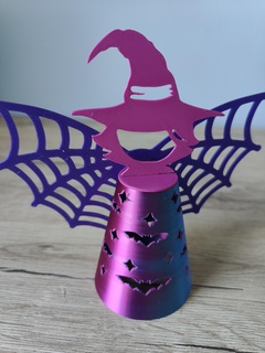 halloween witch tealight lantern light candle trick treat 3d print model - Mito3D