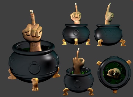 halloween witches cauldron pot witch 3d print model - Mito3D