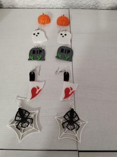 Halloween orecchini impostato gioielleria coltello strappare ragno fantasma 3d print model - Mito3D