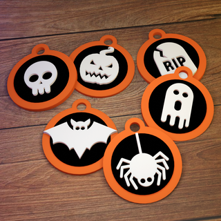 hallowen pendants pendant logo skull grave bat pumpkin spider ghost badget serious 3d print model - Mito3D