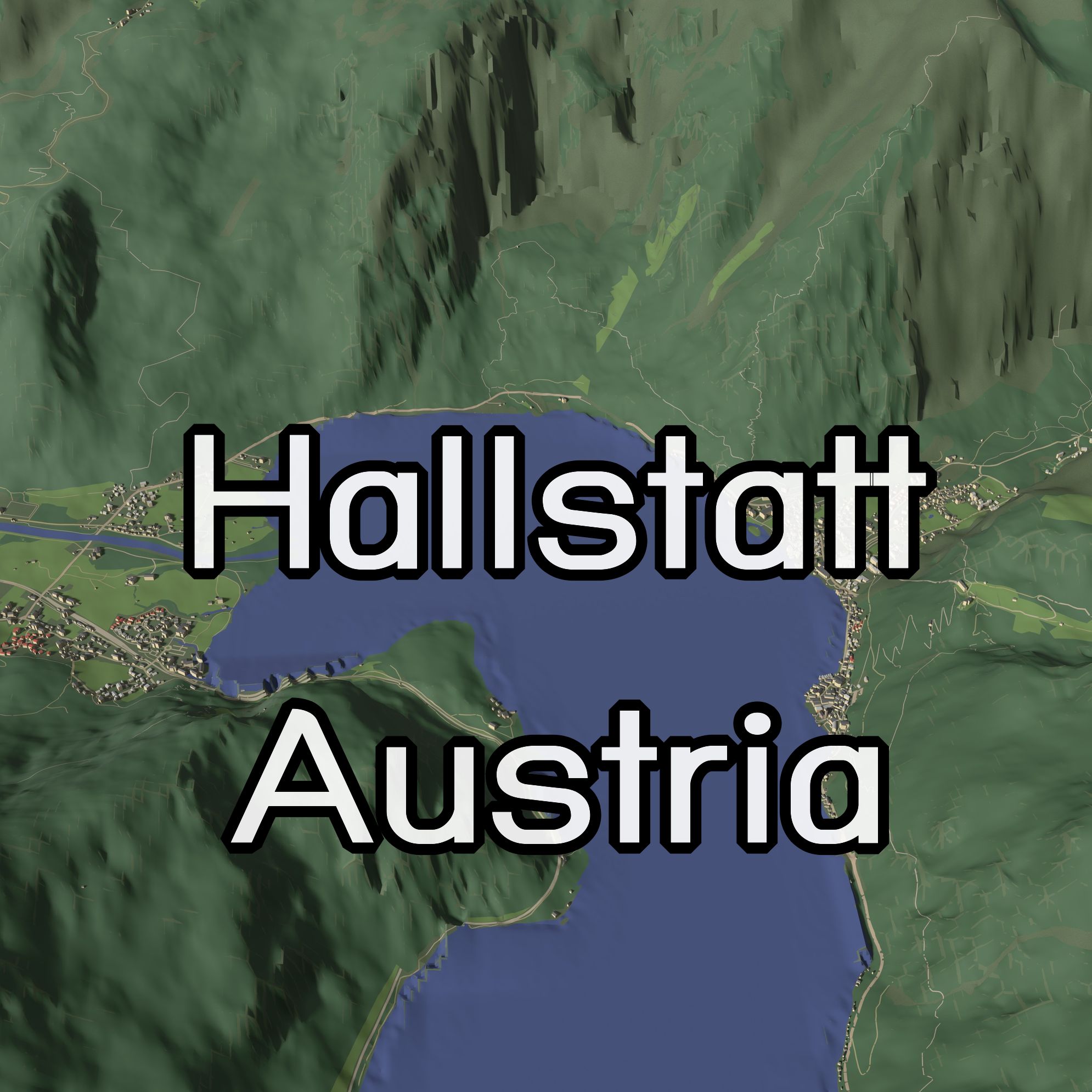 hallstatt austria - city urban architecture map building mass travel church street road river planning mountain hill valley 3D print model - Mito3D