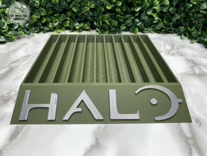halo game case holder - xbox one 360 stand organizer gaming accessories sci-fi shooter merchandise gear controller storage collection display master chief design setup video console room decor rack f 3d print model - Mito3D