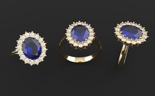 Halo bague 10x8 ovale diamant bijoux anneaux engagement sterling brillant or mode gemme mariage bijou imprimable halos haloring contour Kate 3d print model - Mito3D