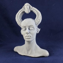 halo art de la fantaisie le buste femelle giger scifi artefact antique sculpture bureau décor vieux orné 3d print model - Mito3D