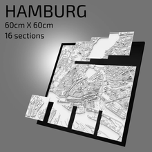 Hamburgo enmarcado pared Arte paisaje urbano arquitectura edificios recuerdo ciudad mapa regalo 3d diseño 3d print model - Mito3D