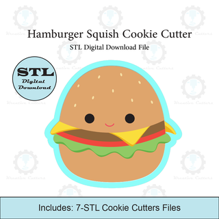 Hamburger esmagar biscoito cortador stl Arquivo squishmallow 3d print model - Mito3D