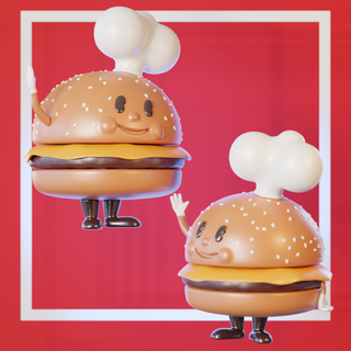 Hamburger pop design funko 3d file cartone animato hamburger creativo originale arte giocoso unico modello progetti digitale stampa divertimento grafica illustrazione cibo capriccioso creazione creazioni fantasioso risorse mod 3d print model - Mito3D
