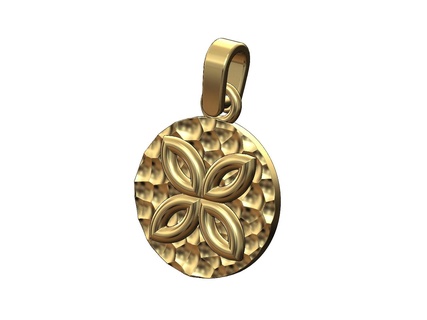 hammered celtic flower pendant bail 3d print model norse knot gaelic texture faceted jewelry gold printable silver necklace charm vintage fashion 3d print model - Mito3D