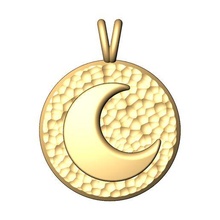 hammered texture crescent moon pendant charm 3d print model jewelry coin faceted fashion printable gold silver jewellery sterling vintag lune hilal luna pendants 3d print model - Mito3D