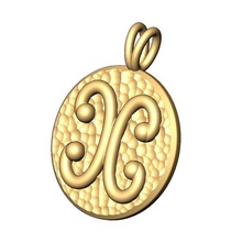 hammred wire scroll pendant charm 3d print model jewelry hammered texture coin faceted printable gold silver necklace forged bead 3d print model - Mito3D