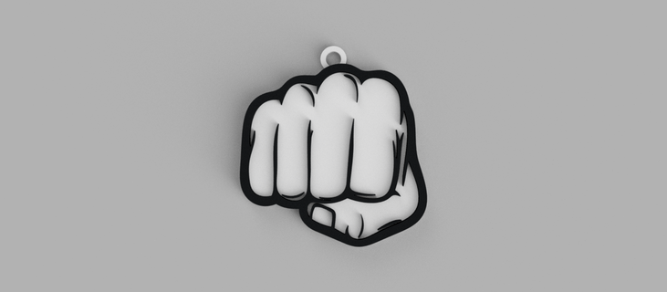hand clenched fist key ring - pendant earring 3d print model - Mito3D