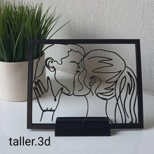 mão cara arte linha beijo casal amar 3d print model - Mito3D