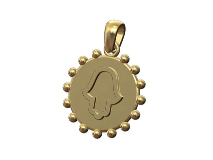 hand fatima beaded pendant charm 3d print model necklace khmissa khamsa hamssa jewelry printable gold silver jewellery bead coin bail 3d print model - Mito3D