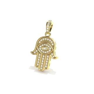 main Fatima Hamsa pendentif attente Hamsa bijou bijoux 39 dit brillant pierres gemmes or impresion3d 3d print model - Mito3D