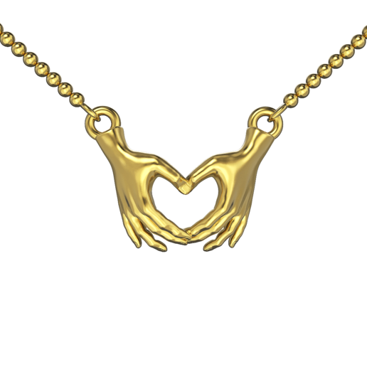 le geste de la main collier bijoux art signe l'amour cœur 3D print model - Mito3D