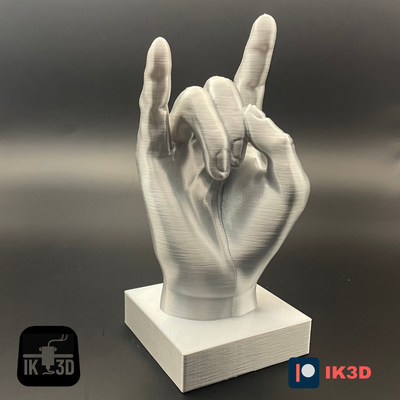 main geste sculpture roche cornes musique industriel décor expressif art rébellion moderne rock roll accueil maison métal rouleau 3d print model - Mito3D