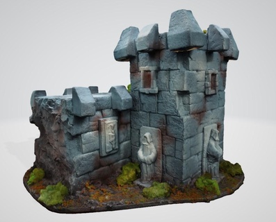 mano pintado escénico pared torre terreno sombrío juego guerra 3d print model - Mito3D