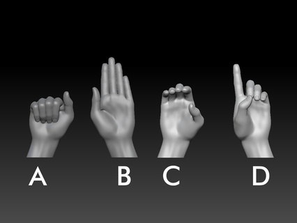 hand sign language alphabet b c finger man old girl body boy teen woman 3d print model - Mito3D