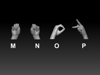 hand sign language alphabet n p finger man old girl body boy teen woman 3d print model - Mito3D