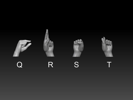 hand sign language alphabet q r finger man old girl body boy teen woman 3d print model - Mito3D